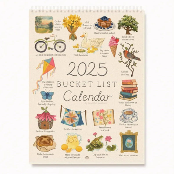 2025 Bucket List Kalender, 12 Månader Väggkalender, 2025 Väggkalender Att Göra-Lista Anteckningar Kalender