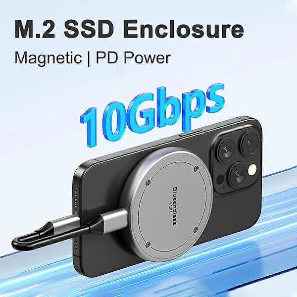 Magnetisk M.2 2230/2242 NVMe SSD-kabinett Magsafe SSD-etui USB C 3.2 Gen2 til NVMe PCI-E for iPhone 15 Pro Max ProRes MacBook