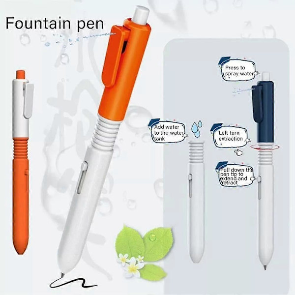 2-i-1 Rolig Skämt Penna med Utdragbar Funktion och Vattenspray - Perfekt Tillbaka till Skolan Present orange