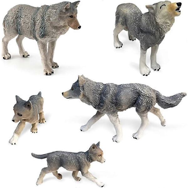 Ulve Polar Dyr 4 Stk Realistiske Dyrefigurer Plastik Ulve Action Model Miniature Legetøj Dyremodel Ornamenter til Hjem Tilbehør Dekoration Fødselsdag 5 pieces
