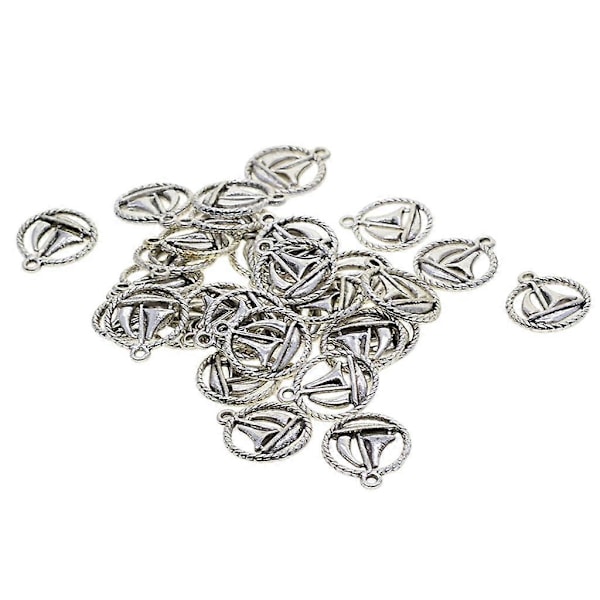 30-pack Segelfartygsformade Berlocker i Tibetansk Silver för Halsband Smyckestillverkning