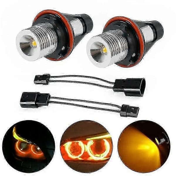 8000K Amber LED Angel Eye Marker Halo -valopolttimot - E39 E53 E60 E63 E64 E66 E87 5 6 7 X3 X5 [2 kpl:n pakkaus]