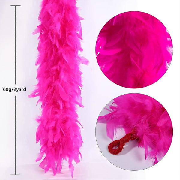 2m 40g Tyrkiet Fjerboa Til DIY Håndværk Hjem Dans Bryllup Fest Halloween Jul Dekoration Kostume Dekoration Fjerboa hot pink