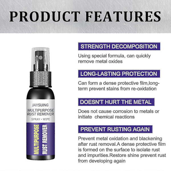 Jaysuing Metal Rust Remover Monikäyttöinen Auton Pyörän Kiillotus Kunnostusaine Hana Ruostumaton Teräs Rust Remover BF 30ml 30ml -3485681212589