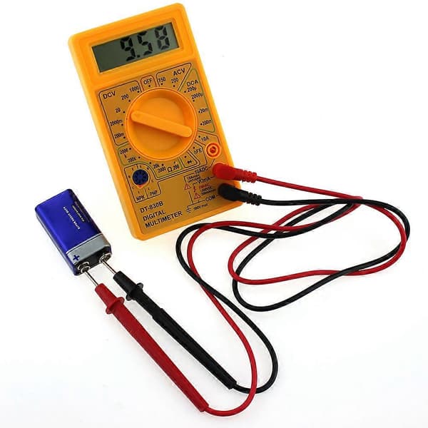 Multimeter Batteritest Mini Digital Voltmeter Amperemeter Kontinuitetsmätare AC DC yellow