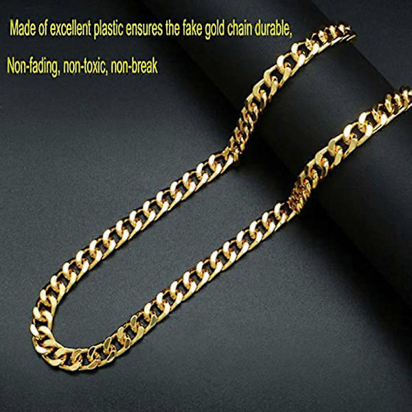 Halsband för män, Rapper Falskt Guldkedja 90-tal Hip Hop Falskt Guldkedja Kostymtillbehör (27,5 \" 1,37 \")