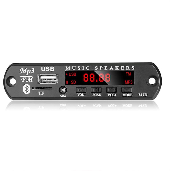 Bil MP3 Dekoderkort Bluetooth Bil MP3 Forstærker 5V 12V USB FM TF Radio Lydmodul Fjernbetjening
