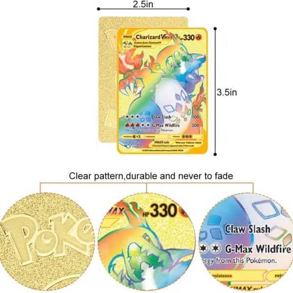 Gränsöverskridande tillägnad nytt fickmonster Spray Dragon Game Specialkortsamling Metallkort Regnbågskort Yingxi Language Gold 4