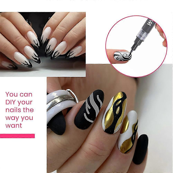 4-pack Vattentäta Nagelkonst Målade Pennor Rita Nagelspets Graffiti Prickpenna Kroklina DIY Nagelkonst Nagellackspenna b
