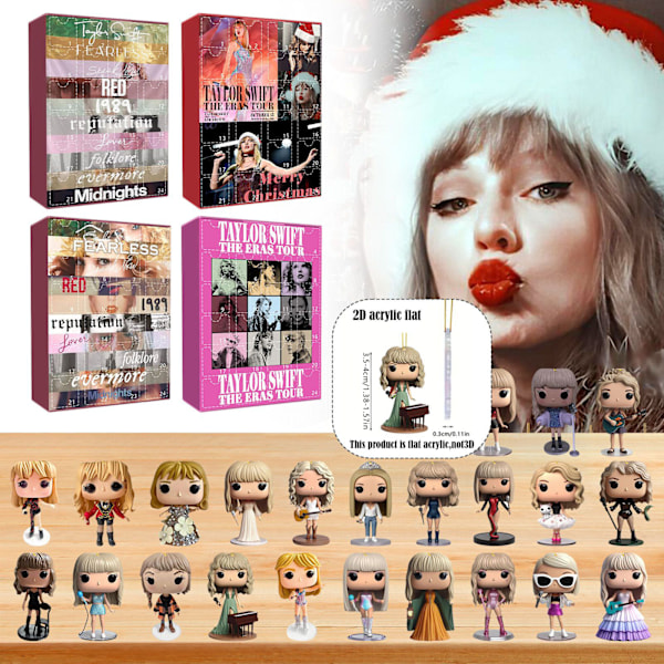 Jul-blindbox med söt miniatyrfigur av Taylor Swift, ryggsäcksdekoration, hänge, jul-blindbox A