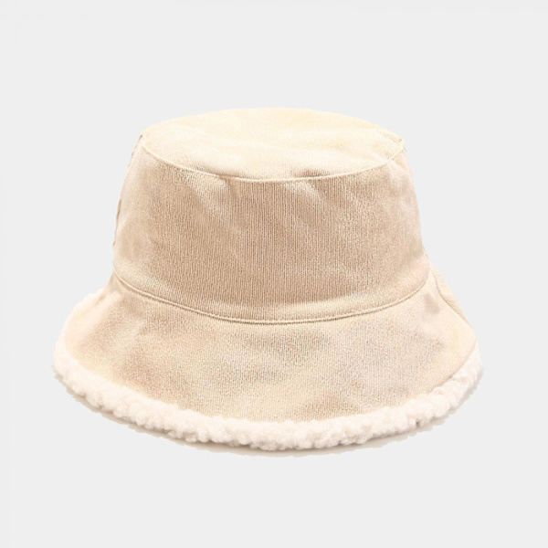 Reversibel Cordfløjl Bucket Hat Unisex Bomuldsvævet Canvas Solhat til Fiskeri, Hvid