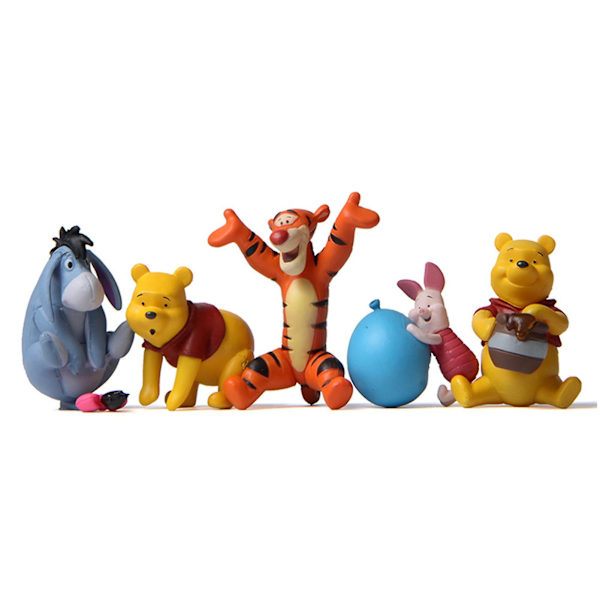 5 stk. Modelfigur Dekorativ Landlig Stil Sjove Anime Winnie the Pooh Gris Tiger Figur til Hjemmet