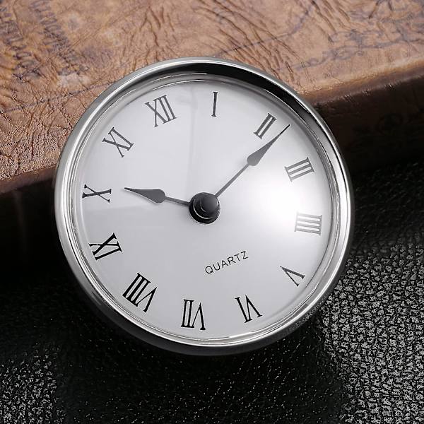 3-1/8 tuuman (80 mm) kvartsikello sovitus/insert roomalaisin numeroin, kvartsikello (hopea reunus)