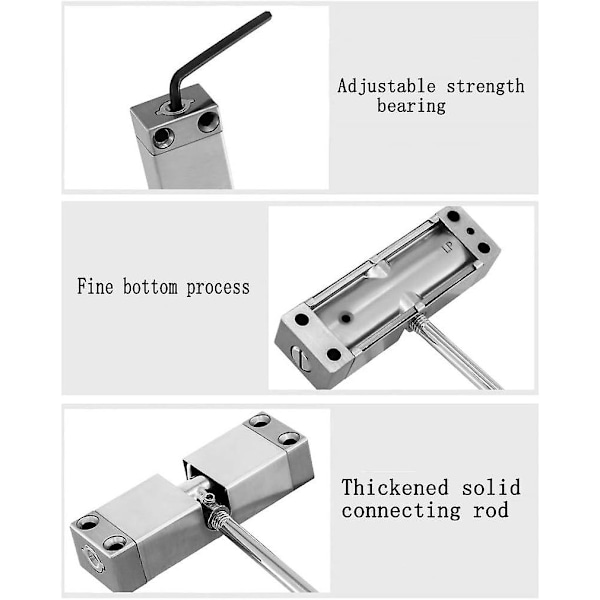 Automatisk dørlukker i zinklegering med justerbar fjeder til indvendige døre, let kommerciel kvalitet 20-40 kg, sølv