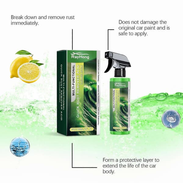 Rustfjerner Spray for Bil - Overflaterenser og Avfettingsmiddel, Sitronsyreformel for Rask Rustfjerning og Beskyttende Belegg