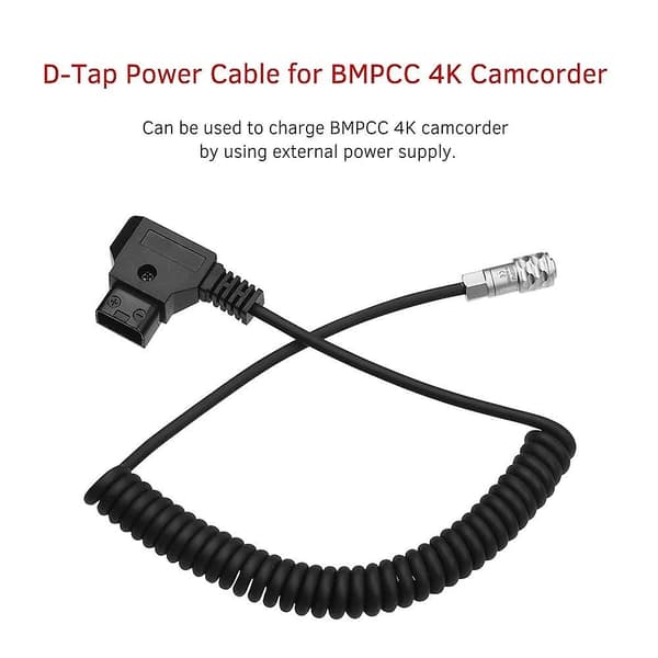 D-Tap til BMPCC 4K strømkabel - 2-pin låsing, kompatibel med V-Mount-batteri