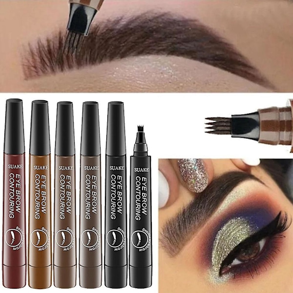 Suake 4-punkts øjenbrynsblyant 4D imitation økologisk øjenbrynsmakeup langtidsholdbar vandtæt ikke nem at fjerne makeup light brown