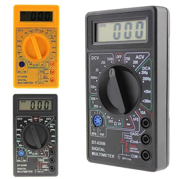 Multimeter Batteritest Mini Digital Voltmeter Amperemeter Kontinuitetsmätare AC DC yellow
