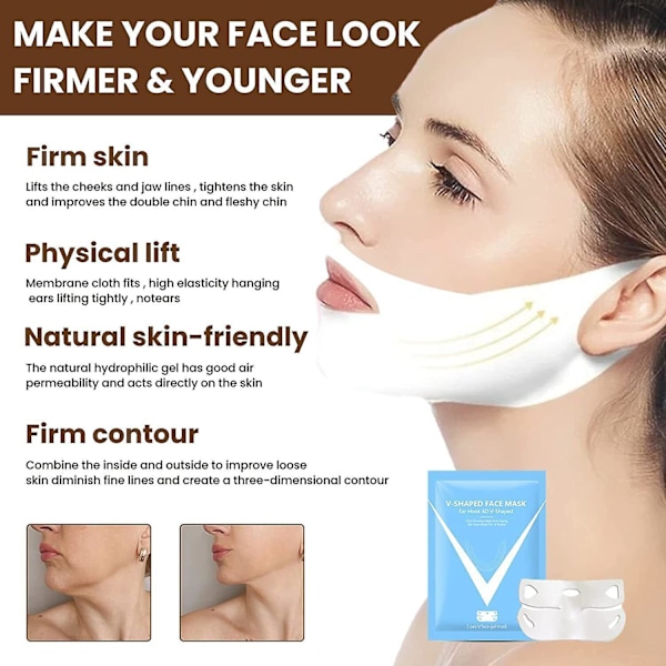 Jaysuing_1-3X Ny Bloskin Lyftande Mask Ansiktslyftande Mask Bloskin Hakmasker V-Linje Dubbelhaka Reducerande Mask V-Forma Ansiktslyftande Mask 2pcs
