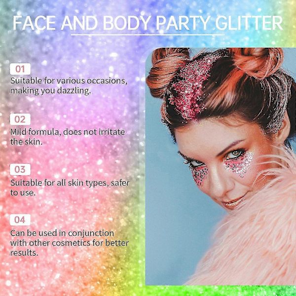Jaysuing Glitter Sequins Gel Natural Three-Dimensional Body High-Gloss Sequins Party Carnival Multi-Color Optional - Purple 50G -3159308341685