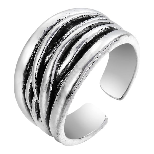 Retro Punk Fjärilsormring för Män Kvinnor Personlighet Geometri Antik Silver