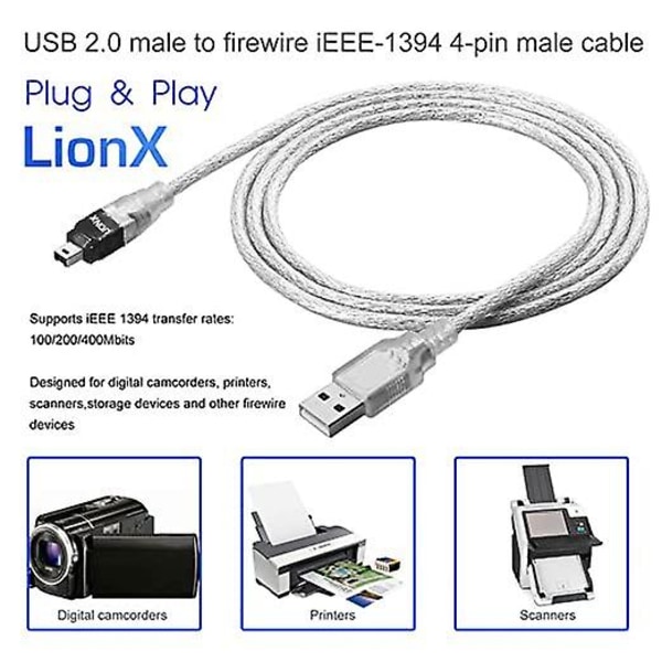Ny data Dv-kabel USB till Ieee 1394 4-stifts Firewire-adapter