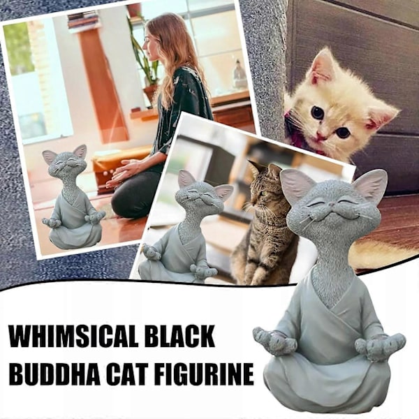 Meditation Cats Buddha Figur, Meditation Yoga Resin Figur til Hjemmet large orange cat