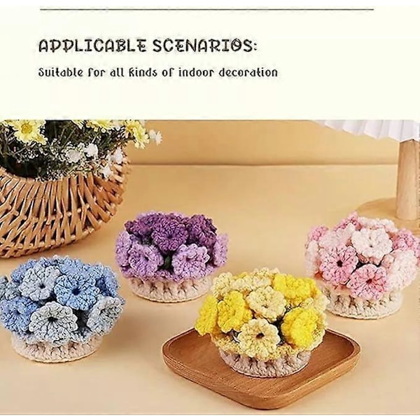 Handgjorda DIY Liljekonvalj Underlägg, 3D Blomma Virkad Underlägg Virkningskit yellow blue