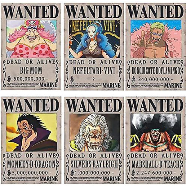 HEYTEA One Piece Wanted-plakat 28,5 cm x 19,5 cm, Ny utgave, Zorro, Luffy, 1,5 milliarder, Sett med 24 - -