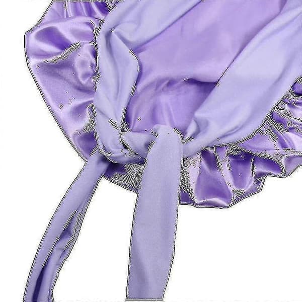 Sovehætte med justerbart bindebånd i silkesatin til hårbeskyttelse Purple