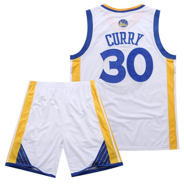 Warriors Curry nr 30 Broderad Baskettröja White L