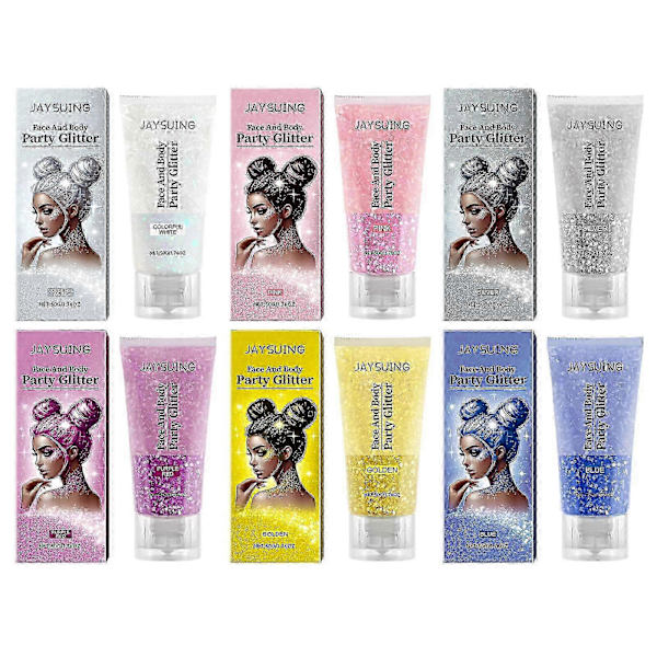 Jaysuing Glitter Sequins Gel Natural Three-Dimensional Body High-Gloss Sequins Party Carnival Multi-Color Optional - Silver 50G -3632078468931