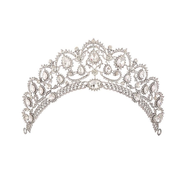 Silver tiara bride The tiara rhinestone tiara weddingbridesmaids rhinestone hollow high-end bridal crown headdresscrowns headband ladies