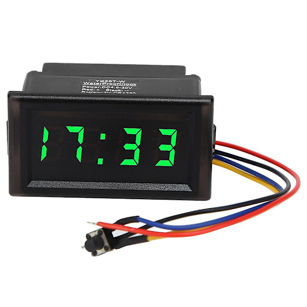 LED Digital Display Bil Auto Elektronisk Klocka Vattentät Dammtät DC4.5-30V (Grön)