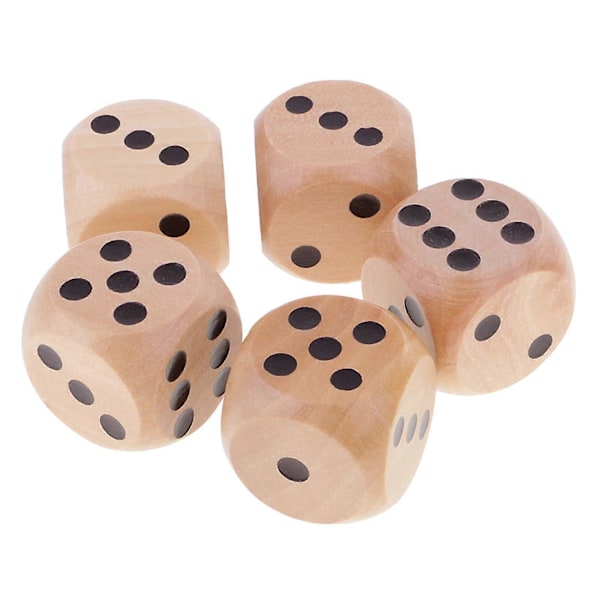 2x5 kpl/setti 3cm Puinen Noppa D6 Kuusipuolinen Pisteellinen Noppa D&D TRPG Leikki Musta