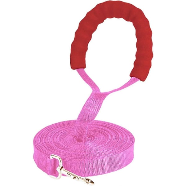 Hunde Treningsline, 10m/32ft Lang Nylon Treningsline for Hund med Komfortabelt Håndtak for Sporing, Trening og Lydighet pink