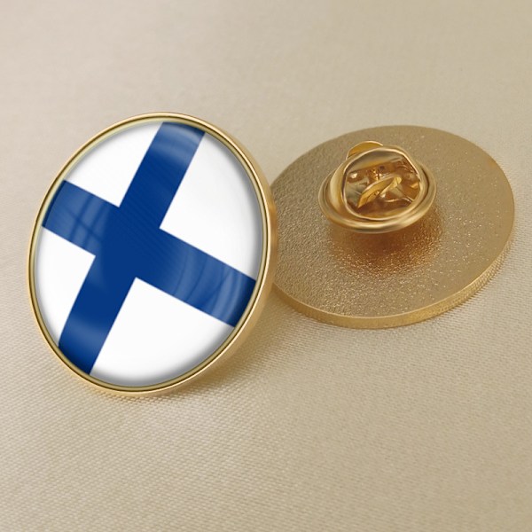 Finsk flag krystallimuleret badge broche flag badge af verden c 25mm