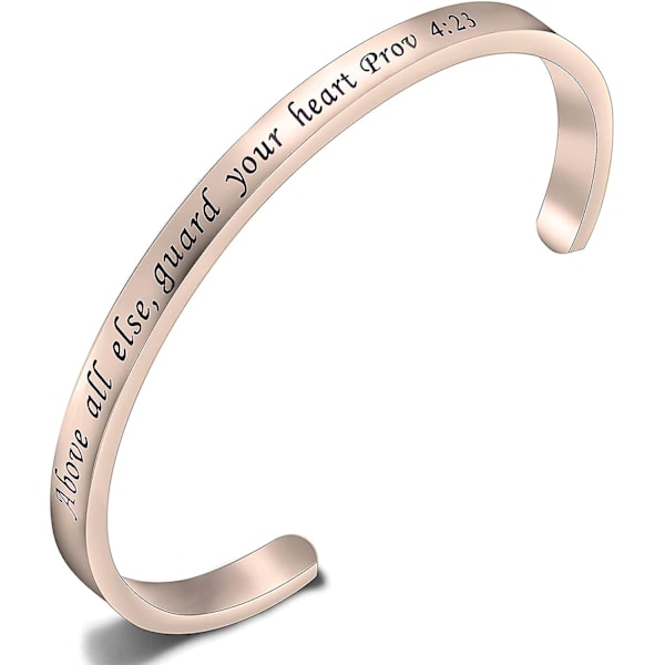 Raamatunlause rannekoru Bangle Above All Else Guard Your Heart Prov 4:23 kristillinen lainaus, uskonnollinen koru rannekoru ruusukulta