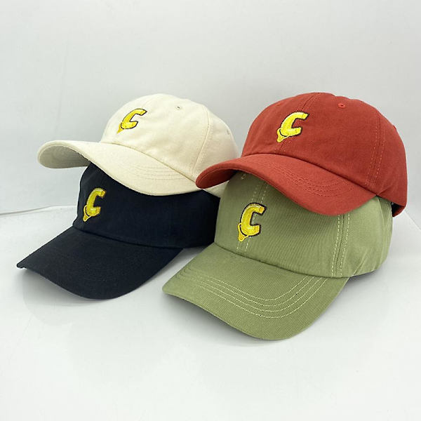 Naisten C-kirjaimellä kirjailtu pehmeä kesähattu, yksinkertainen baseball-lippis miehille (Beige)