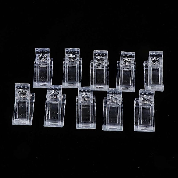 10 st/set Snabbbyggnad Nageltips Klämmor för Fingrar - UV LED Naglar Plast Assistentverktyg