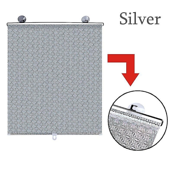 Universal Rullgardiner Sugkopp Solskjerming Mørkleggingsgardin Bil Soverom Kjøkken Kontor Vindu Solskjermingsgardiner Spikerfrie silver 125x50cm