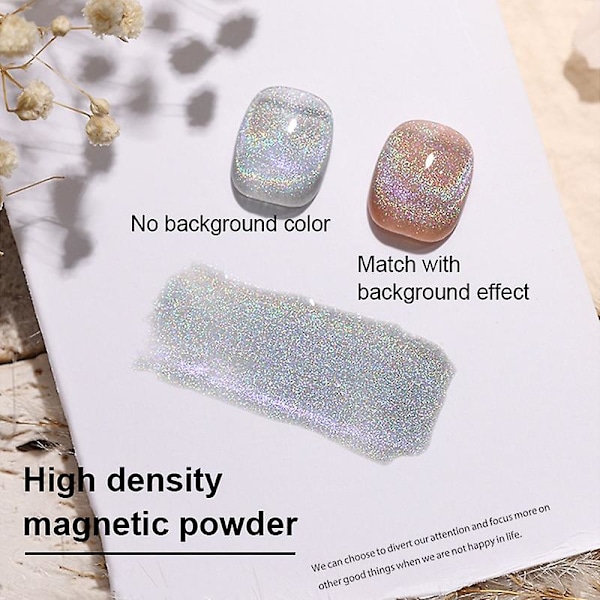 10ml Ice Shiny Cat Eye Stone Magnetisk Regnbue Transparent Cat Eye Negle