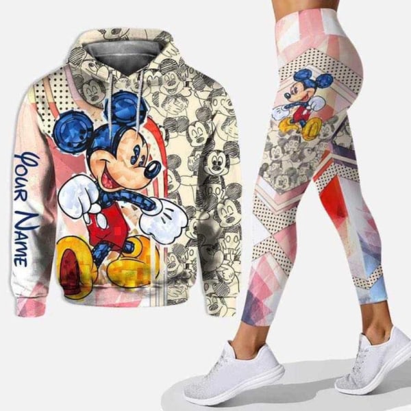 Europeisk och amerikansk stil damkläder 3D-tryckt Mickey Mouse tecknad dam casual sportdräkt 6XL