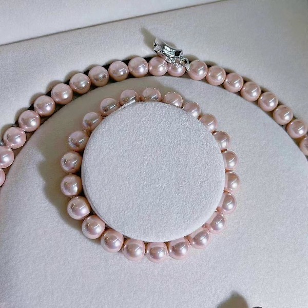 Elegant 7-8mm Rund Freshwater Pearl Halskæde Armbånd Og Øreringe Smykkesæt Til Kvinder Og Piger