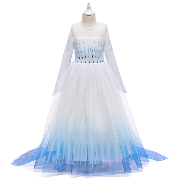Frozen Elsa prinsessklänning flickklänning flickklänning julklänning D0602 gradient blue 90cm