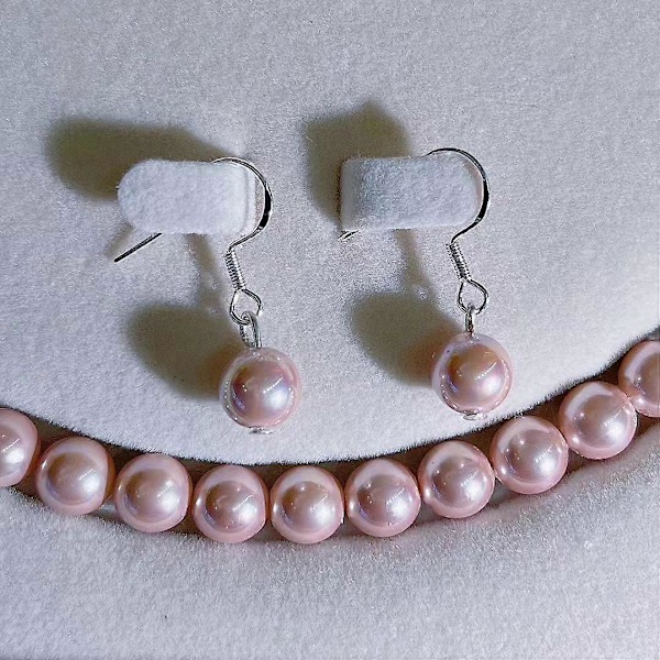 Elegant 7-8mm Rund Freshwater Pearl Halskæde Armbånd Og Øreringe Smykkesæt Til Kvinder Og Piger