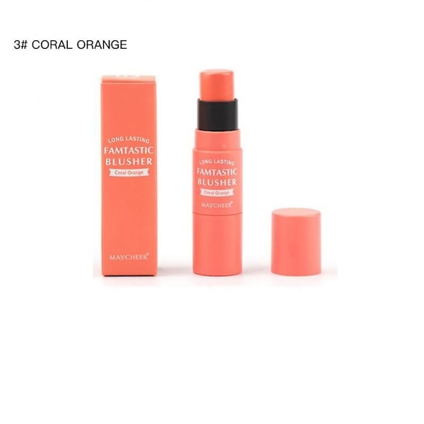 1 stk. Dobbeltsidet Blush Stick Med Pensel Glat Høj Farvegengivelse Ansigtsrouge Professionel Høj Kvalitet Billig Makeup Kosmetik