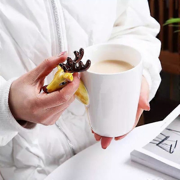 Kreativ 3D håndmalt dyremugg, søt keramisk kaffekopp med håndtak color 24