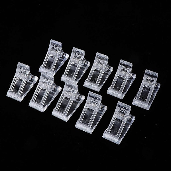 10 st/set Snabbbyggnad Nageltips Klämmor för Fingrar - UV LED Naglar Plast Assistentverktyg