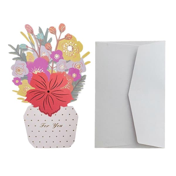 1 Set Gratulationskort Vikbart DIY Handskrivet Papperskonst 3D Vikbart Blomma Mors Dag Kort Med Kuvert För Present Qinghai a